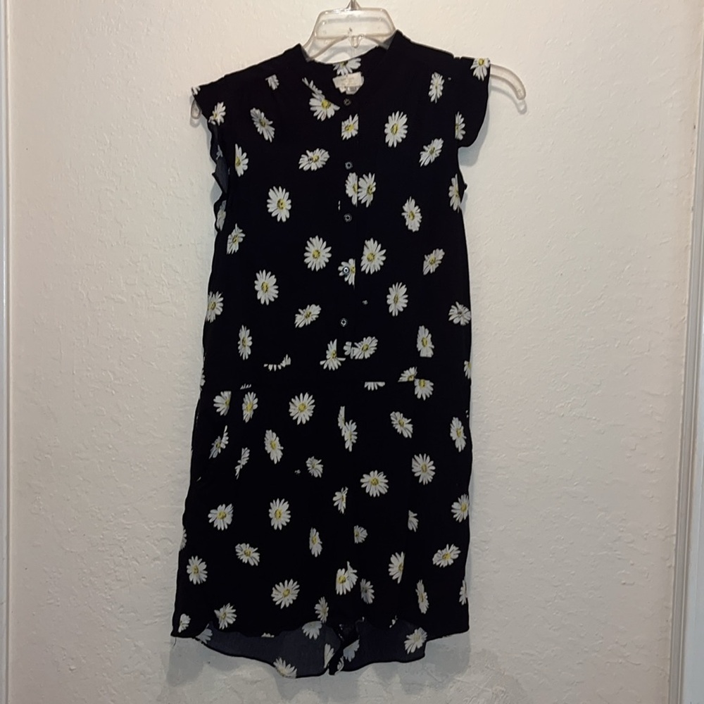 Kate Spade Black Daisy Dot Crepe Romper - Picture 5 of 16